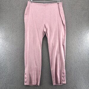 J Jill Pants Womens Medium Pink Linen Blend Stretch Button Ankle Cropped Capri